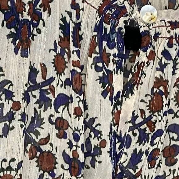 Floreat Anthropologie Dress Sheer Floral w/Gold Thread Long Sleeve Size Small - Picture 5 of 8